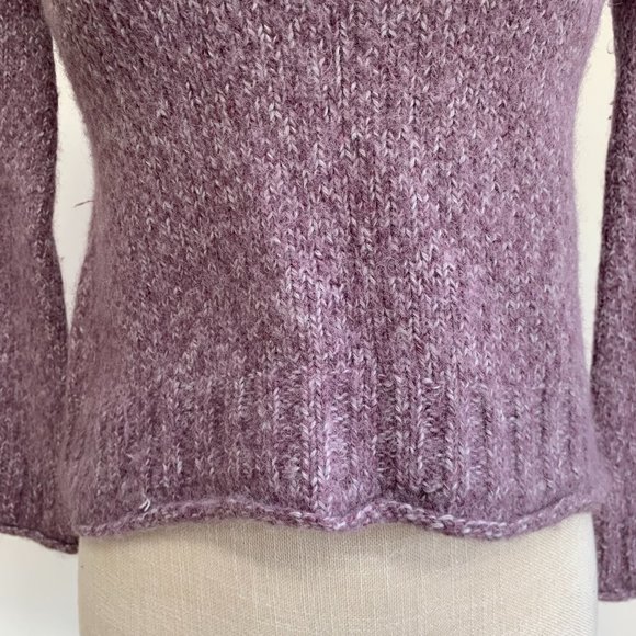 Gorgeous Purple Mohair Cable Knit Turtleneck Sweater with Bell Sleeves - Picture 11 of 13